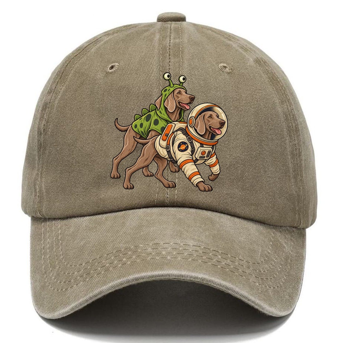 2 Weimaraners In Halloween Costumes Hdp 34 Parade Lineup Halloween Dog Parade Classic Cap – Warm Sand
