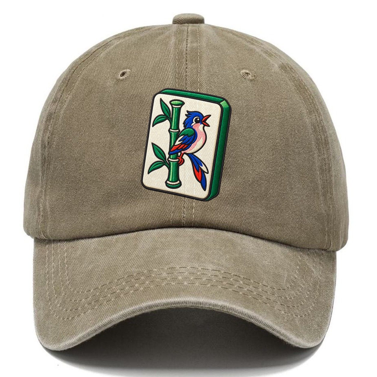 Bamboo Songbird Mahjong Game Night Classic Cap – Warm Sand