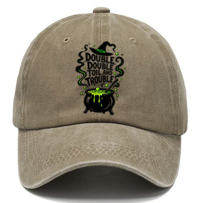 Double Double Toil And Trouble Slogan Witch Magic Classic Cap – Warm Sand