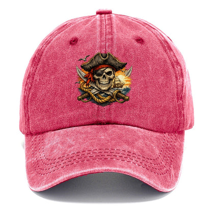 Pirate Skull Sunset Voyage Classic Cap – Pomegranate Blush
