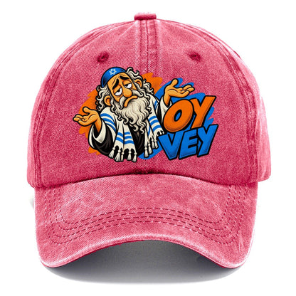 Oy Vey Drama Judaism Heritage Pop Art Classic Cap – Pomegranate Blush