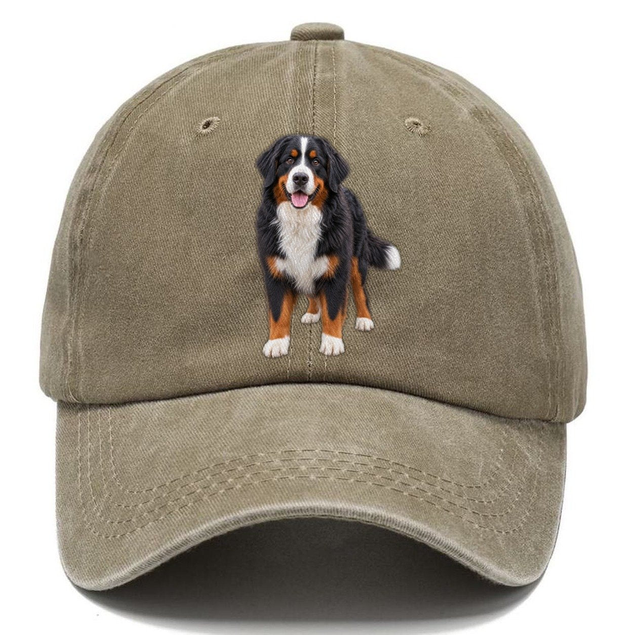 Bernese Mountain Dog Standing Top Breeds Classic Cap – Warm Sand
