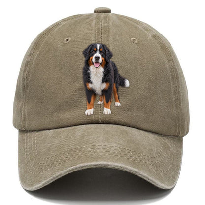 Bernese Mountain Dog Standing Top Breeds Classic Cap – Warm Sand
