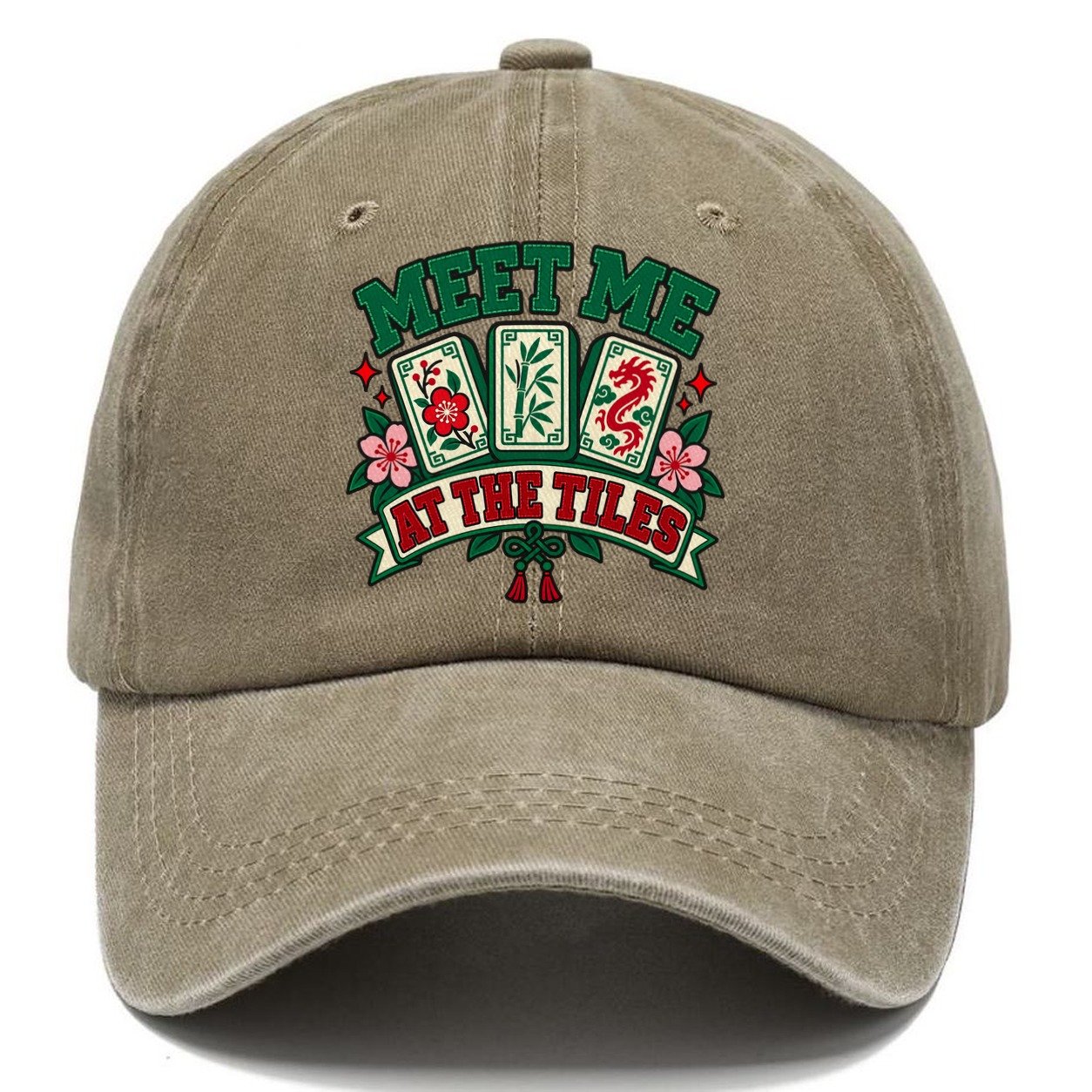 Meet Me At The Tiles Mahjong Game Night Classic Cap – Warm Sand