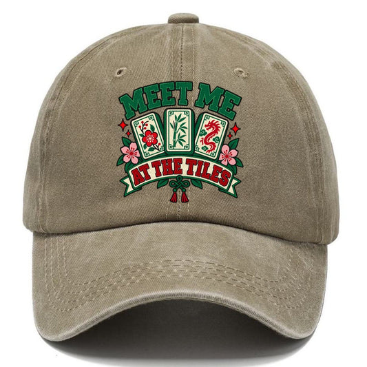 Meet Me At The Tiles Mahjong Game Night Classic Cap – Warm Sand