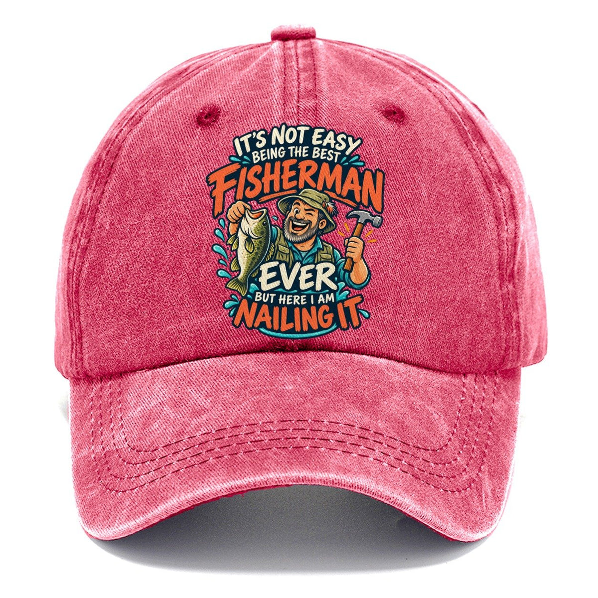 Best Fisherman Ever Nailing It Classic Cap – Pomegranate Blush