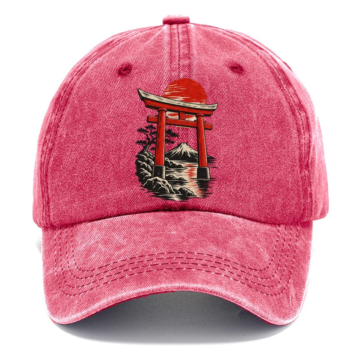 Torii Gate Mount Fuji Sunset Classic Cap – Pomegranate Blush