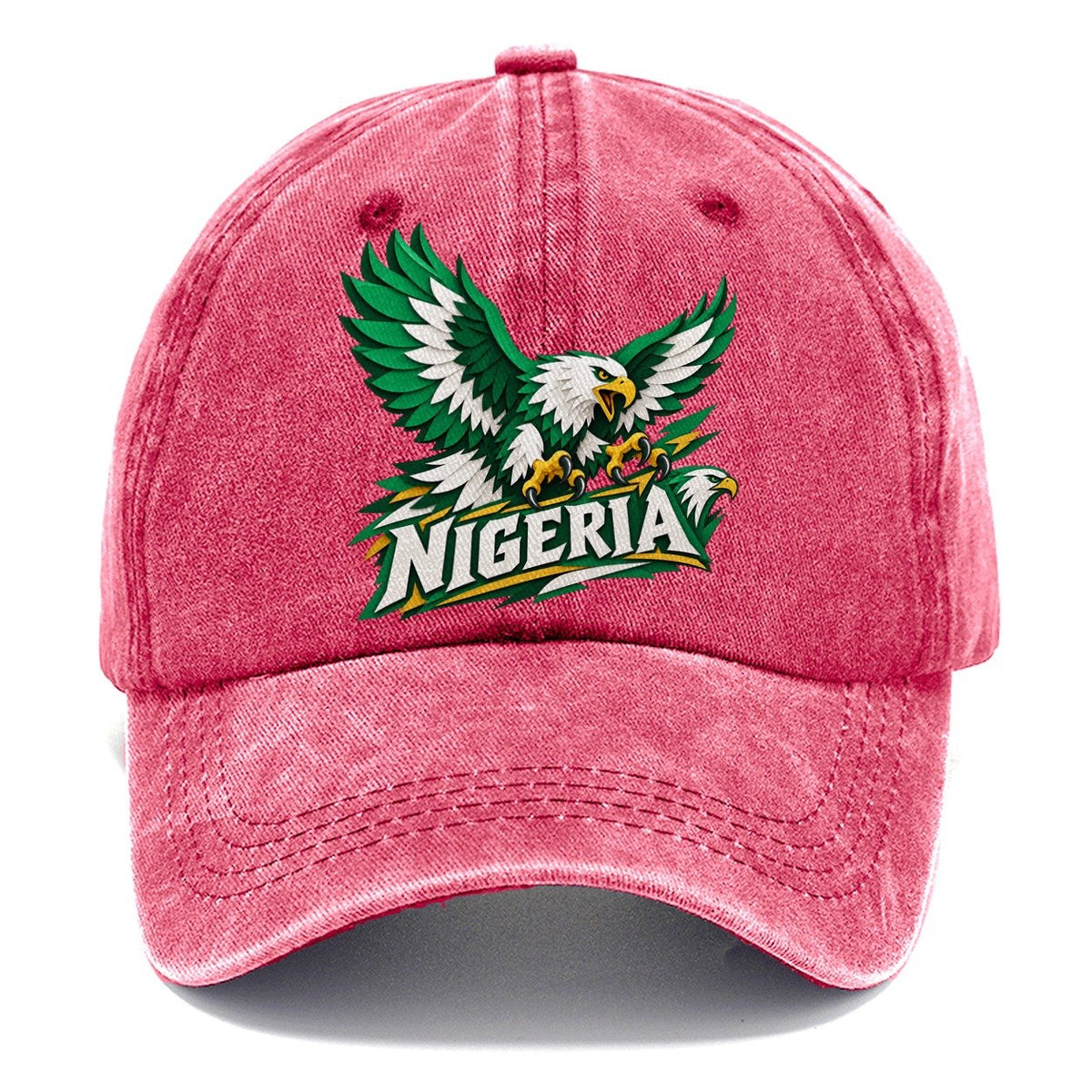 Nigeria Cut-Paper Retro Badge Classic Cap – Pomegranate Blush