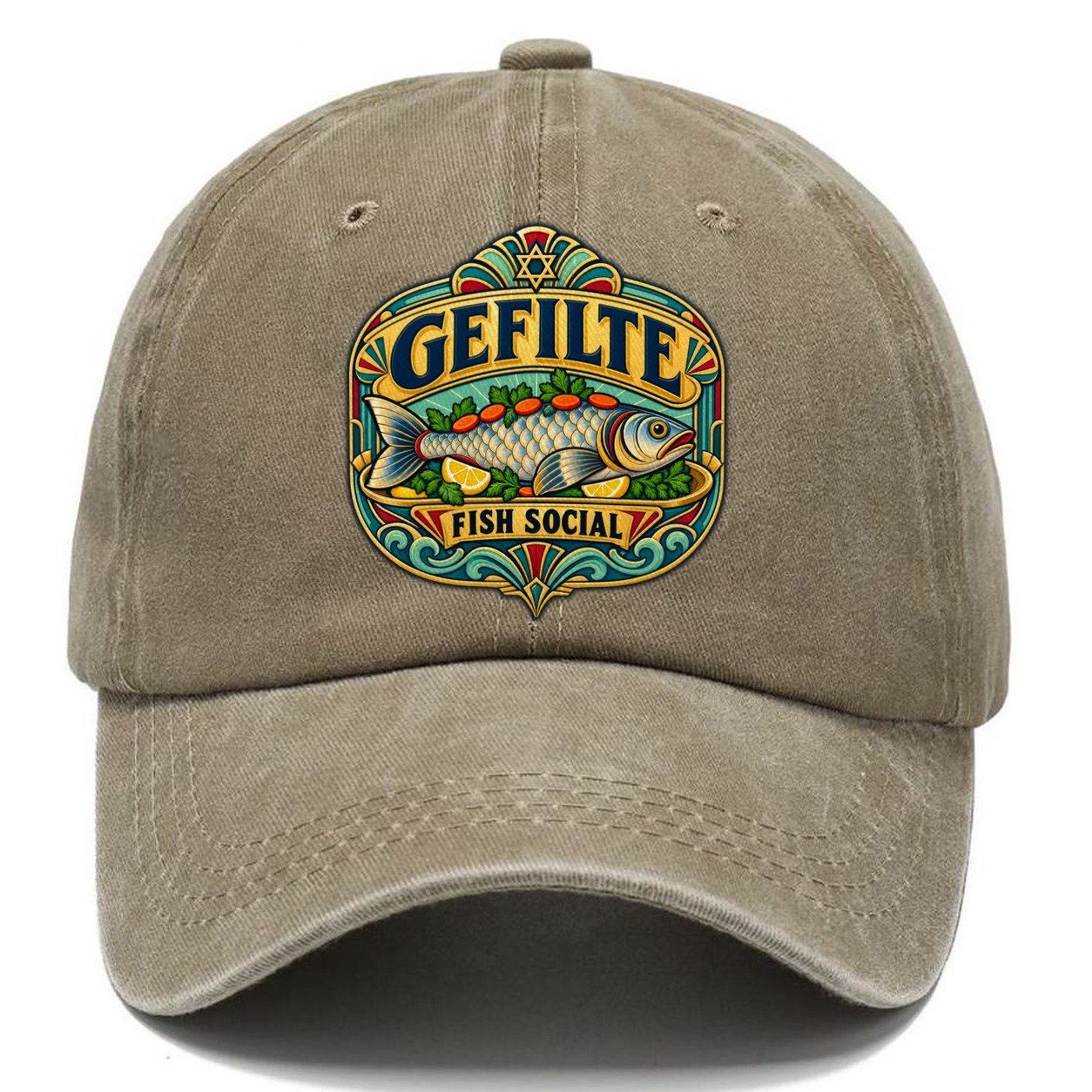 Gefilte Fish Social Judaism Heritage Classic Cap – Warm Sand