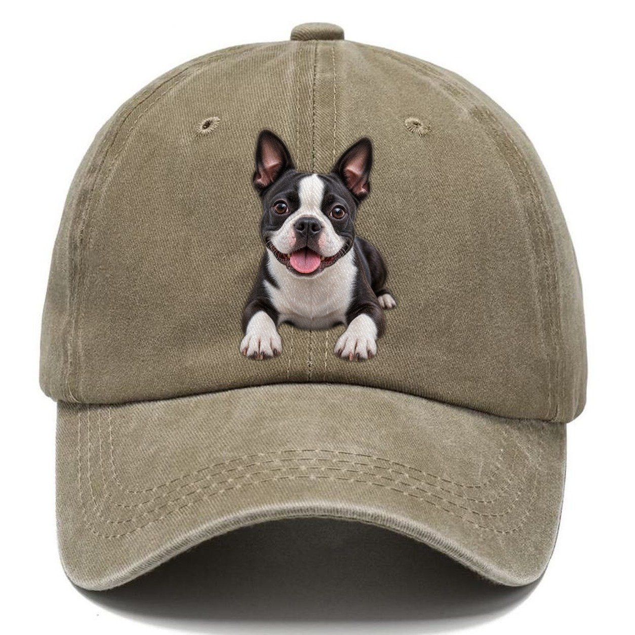 Boston Terrier Lying Down Top Breeds Classic Cap – Warm Sand