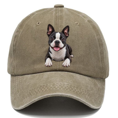 Boston Terrier Lying Down Top Breeds Classic Cap – Warm Sand