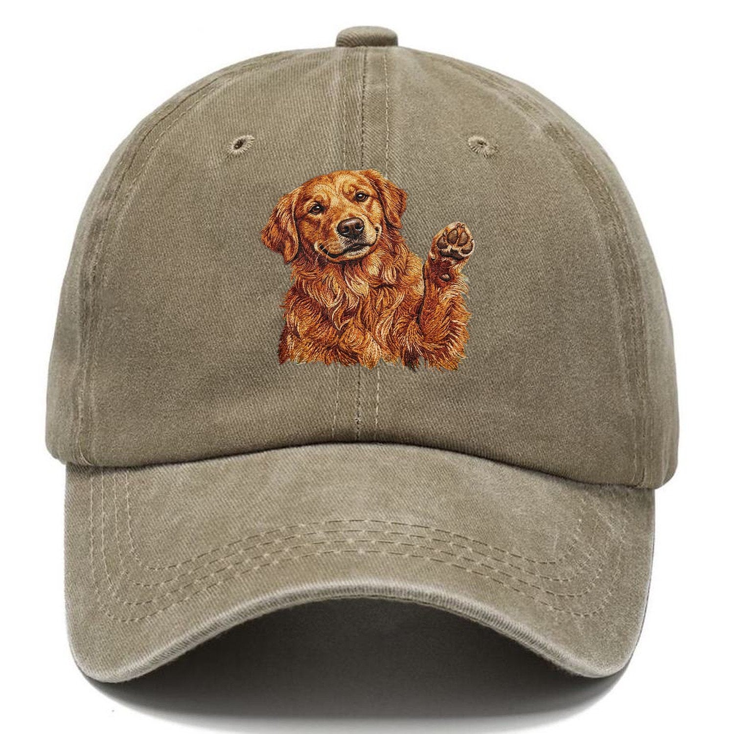 Golden Retriever Embroidered Classic Cap – Warm Sand