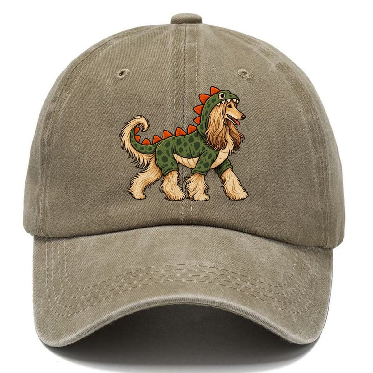 One Afghan Hound In Halloween Costume Dinosaur Costume With Soft Felt Spikes Down The Back Halloween Dog Parade Classic Cap – Warm Sand