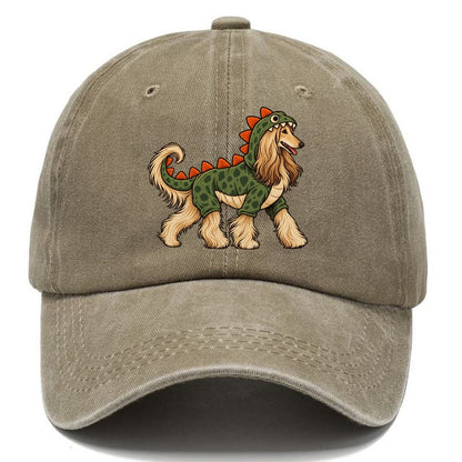 One Afghan Hound In Halloween Costume Dinosaur Costume With Soft Felt Spikes Down The Back Halloween Dog Parade Classic Cap – Warm Sand