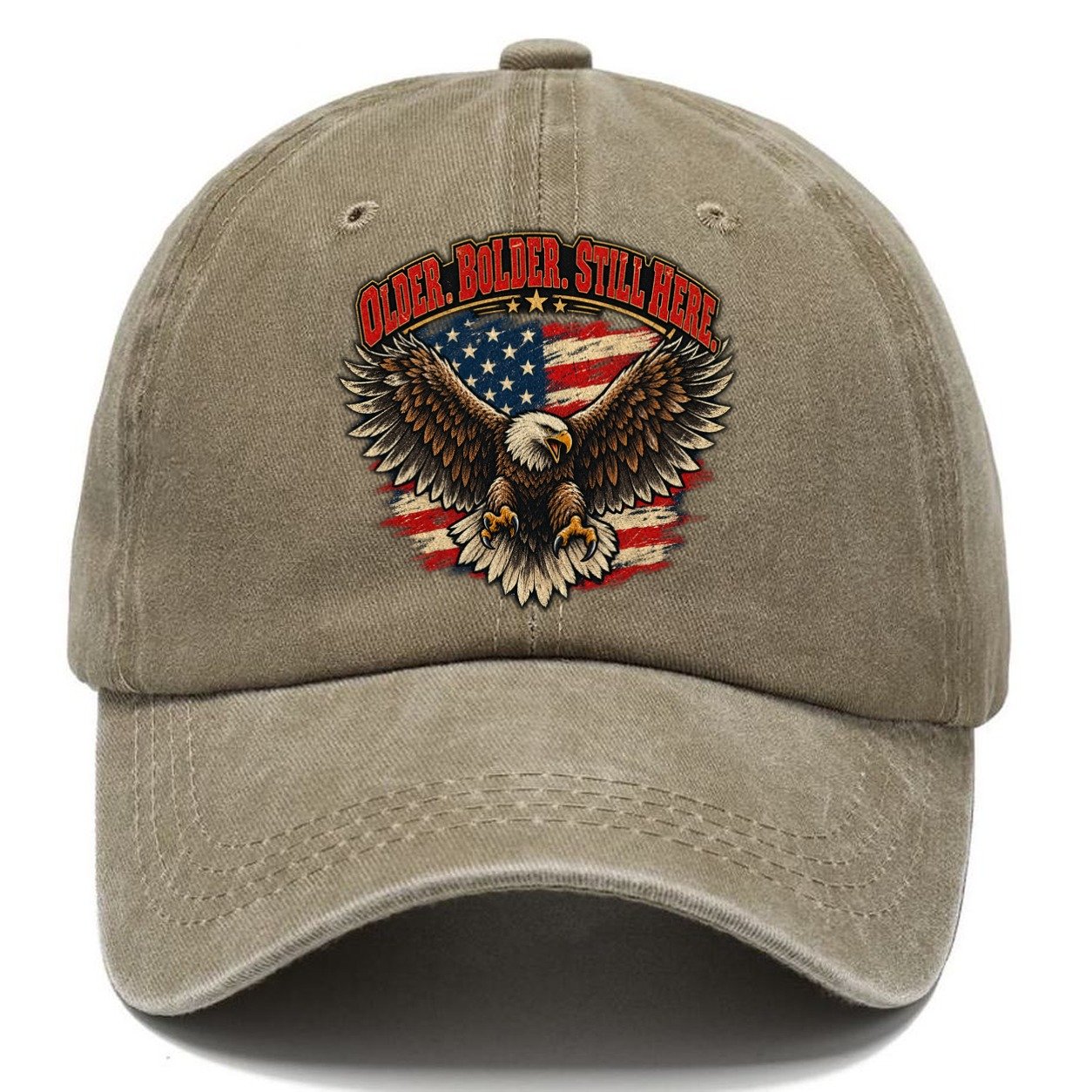 Older Bolder Still Here Old Man Strong Classic Cap – Warm Sand