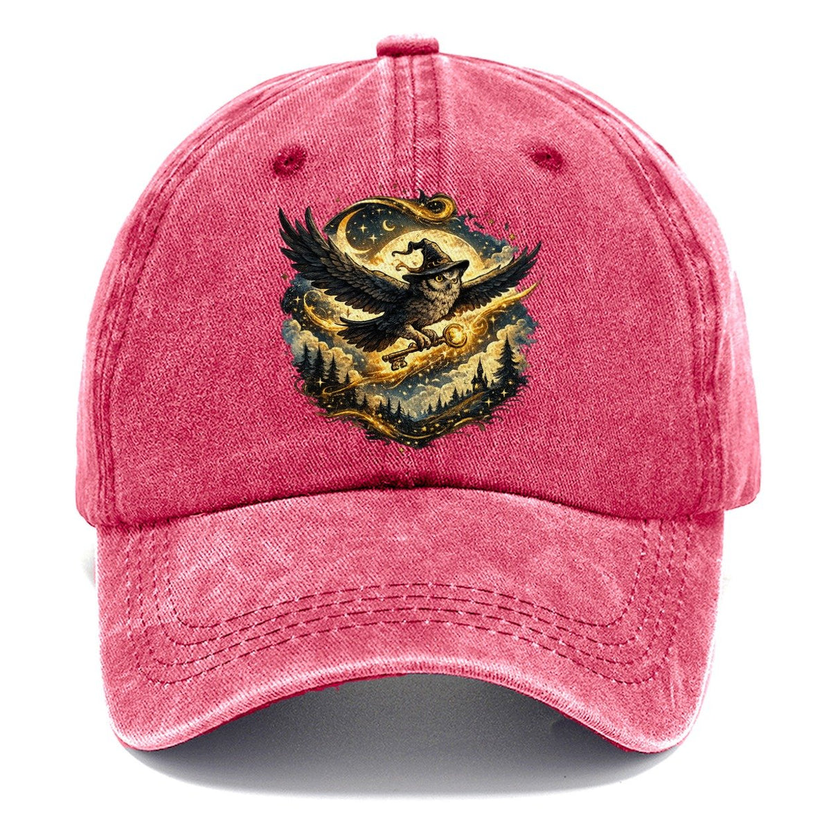 Wizard Owl with Magic Key Under Full Moon Classic Cap – Pomegranate Blush