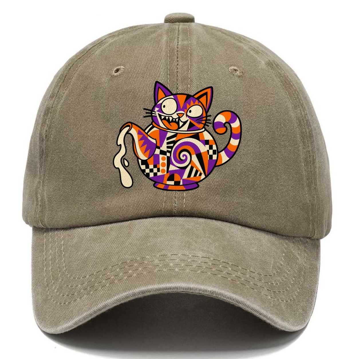 Cat Head Teapot Crazy Styles Classic Cap – Warm Sand