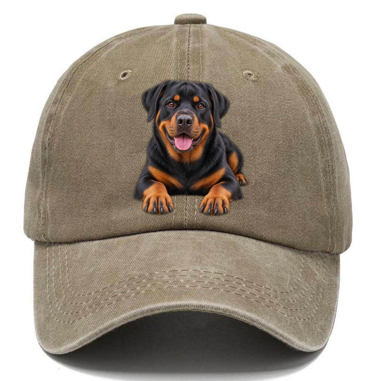 Rottweiler Lying Down Top Breeds Classic Cap – Warm Sand