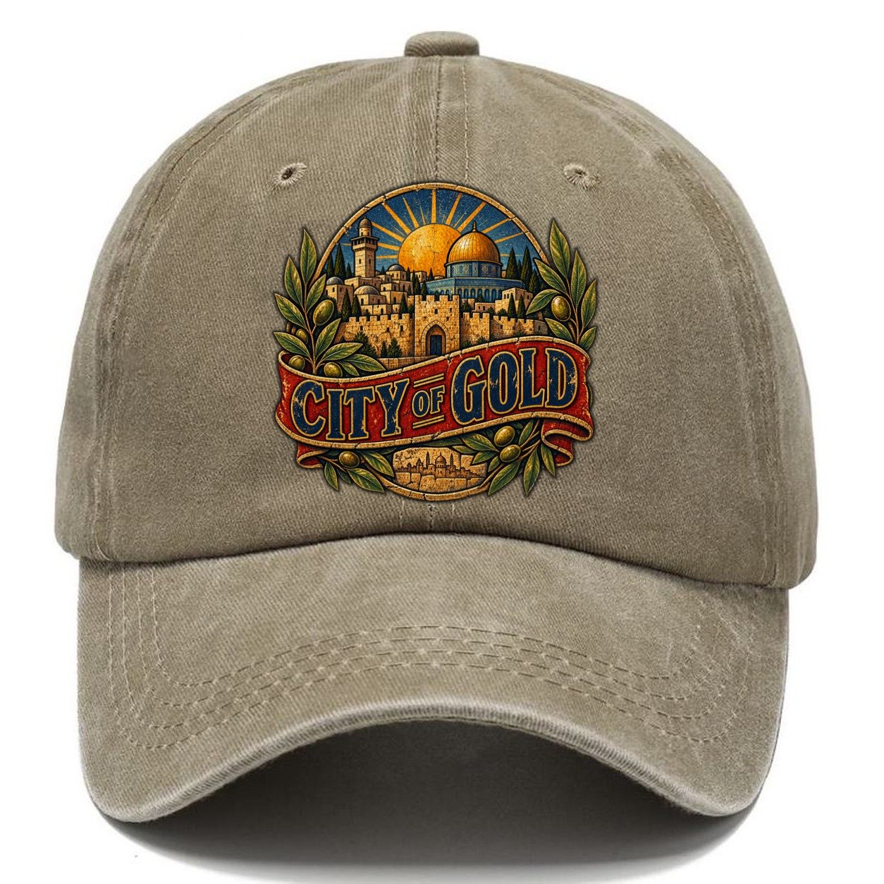 City Of Gold Lettering Jerusalem Classic Cap – Warm Sand