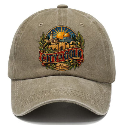 City Of Gold Lettering Jerusalem Classic Cap – Warm Sand