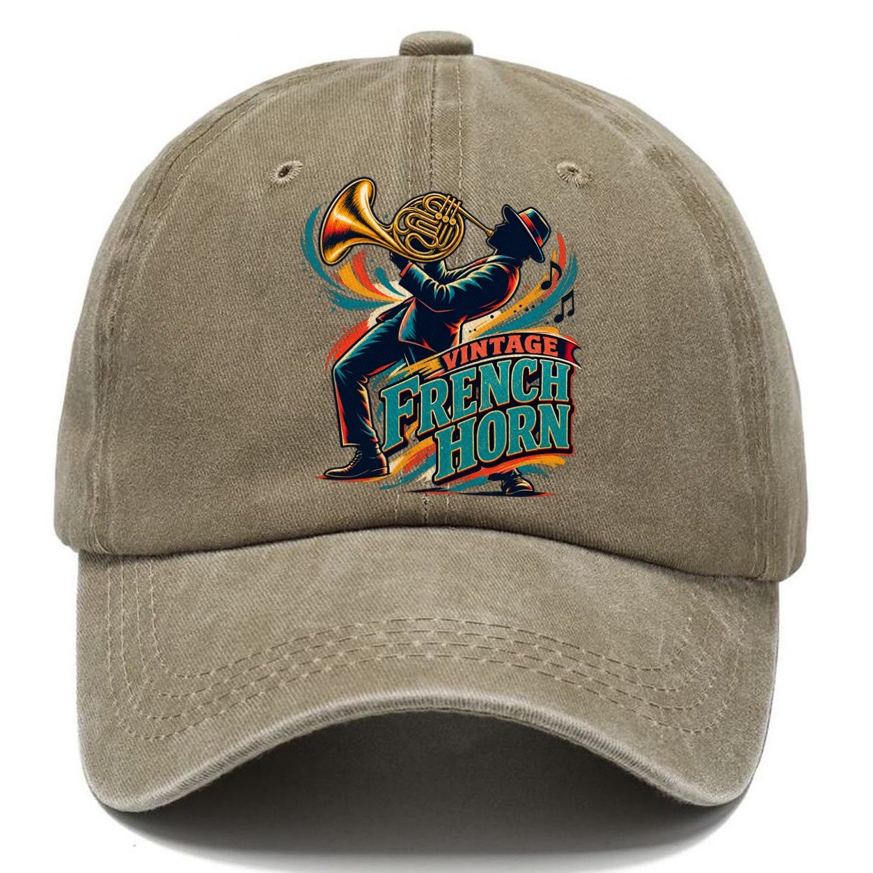 Vintage French Horn Music Instruments Classic Cap – Warm Sand