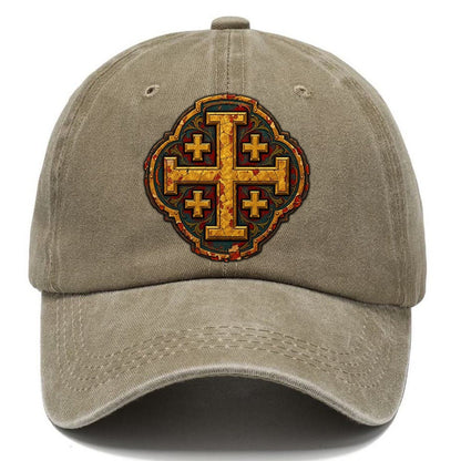 Gold Leaf On Gesso Panel Jerusalem Cross Classic Cap – Warm Sand