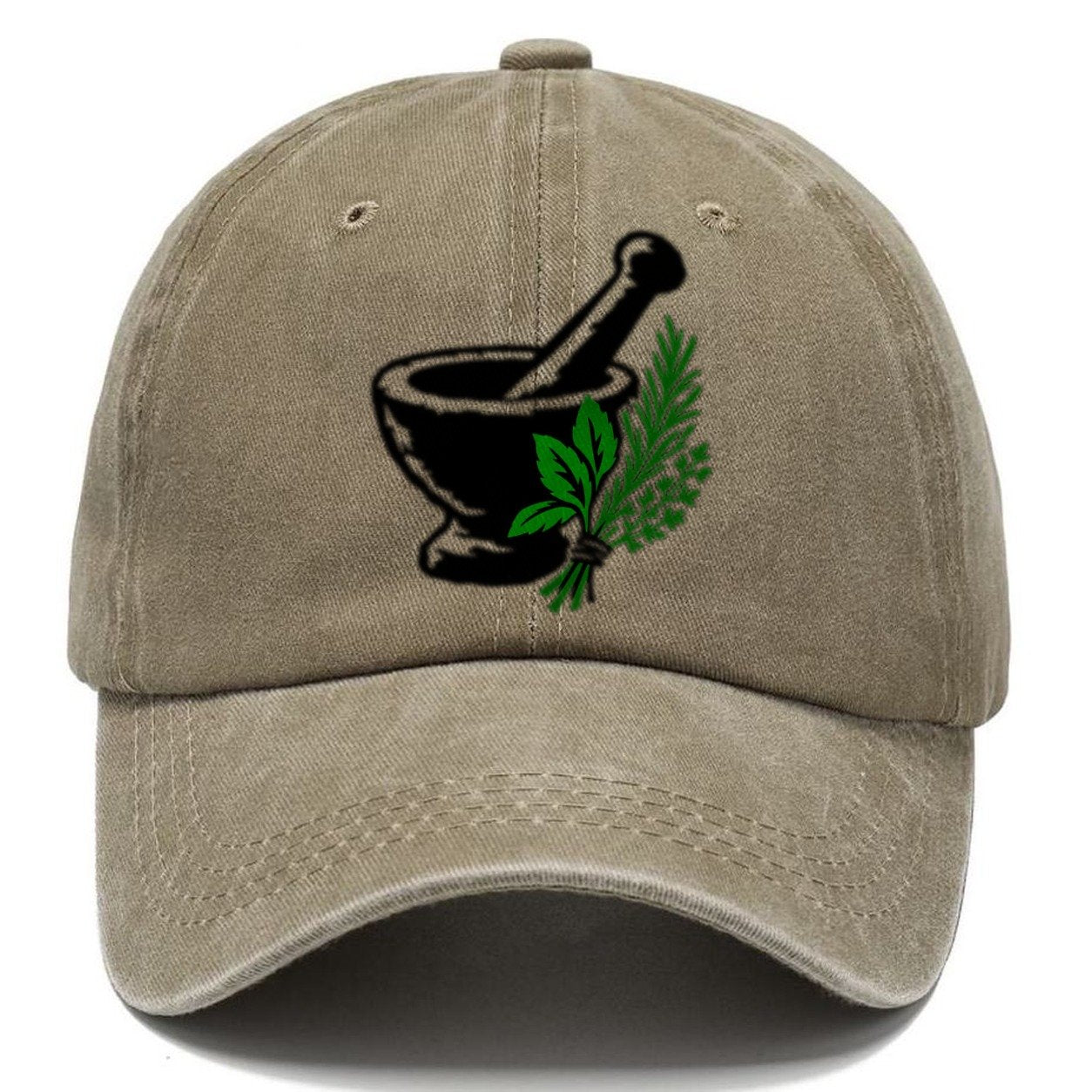 Mortar And Pestle With Herbs Witch Magic Classic Cap – Warm Sand