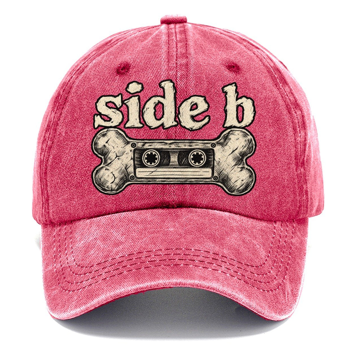 A Dog Bone Drawn As A Cassette Tape Bark For Me Classic Cap – Pomegranate Blush