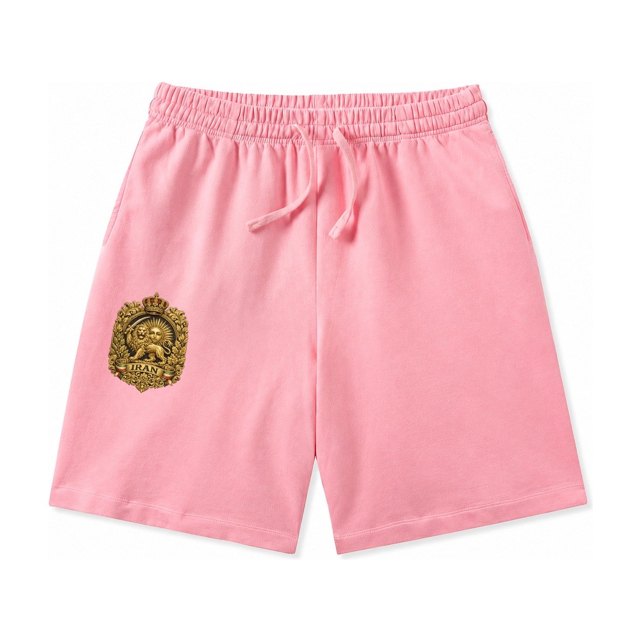 Iran Lion Sun Badge Washed Shorts – Pink