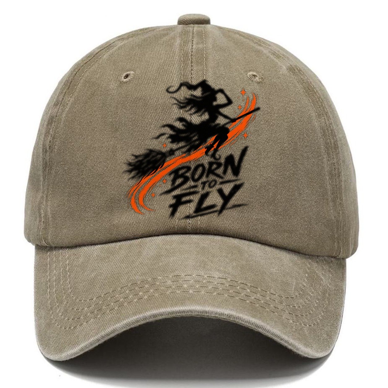 Born To Fly Slogan Witch Magic Classic Cap – Warm Sand