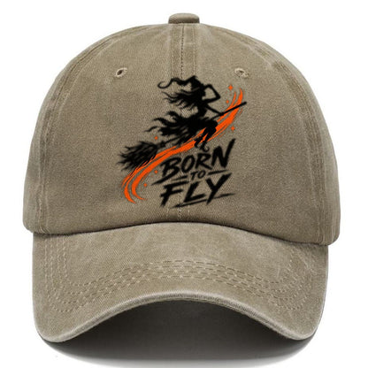 Born To Fly Slogan Witch Magic Classic Cap – Warm Sand