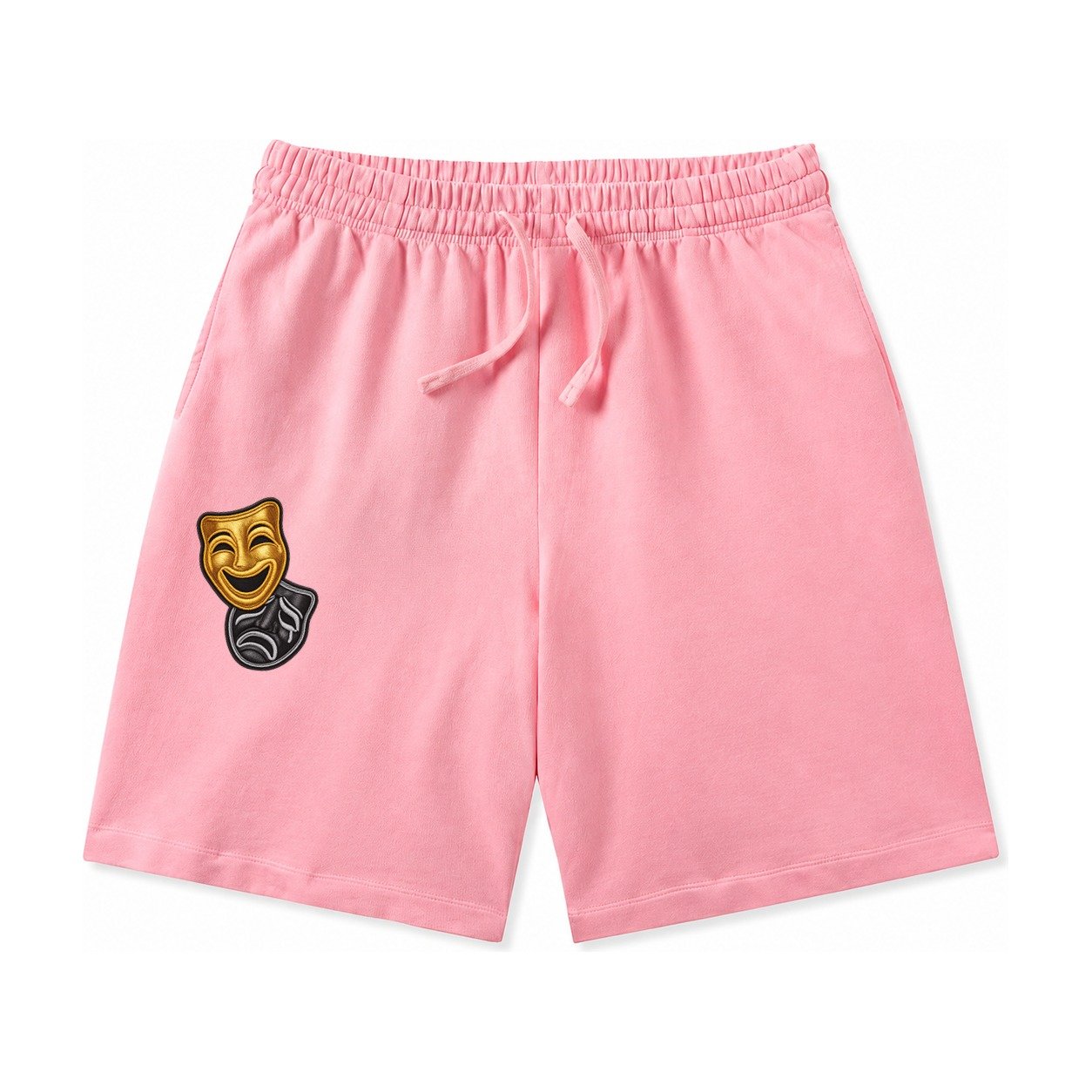 Broadway Masks Comedy Tragedy Masks In Gold And Black Theate Washed Shorts – Pink