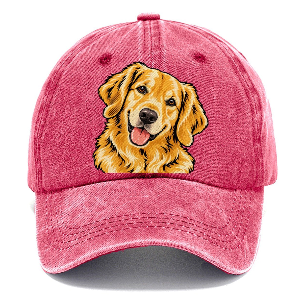 Pop Art Golden Retriever Head Tilt Classic Cap – Pomegranate Blush