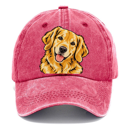 Pop Art Golden Retriever Head Tilt Classic Cap – Pomegranate Blush