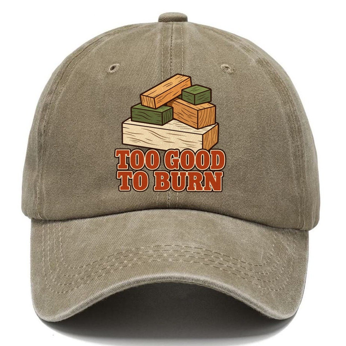 Too Good To Burn Woodworking Classic Cap – Warm Sand