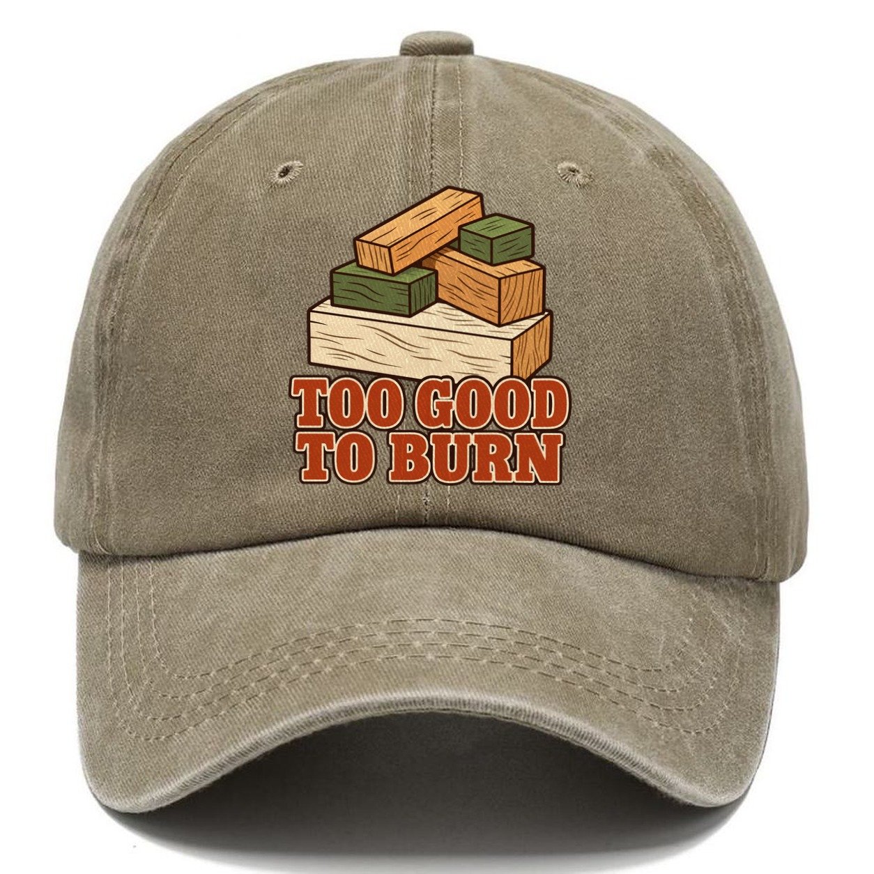 Too Good To Burn Woodworking Classic Cap – Warm Sand