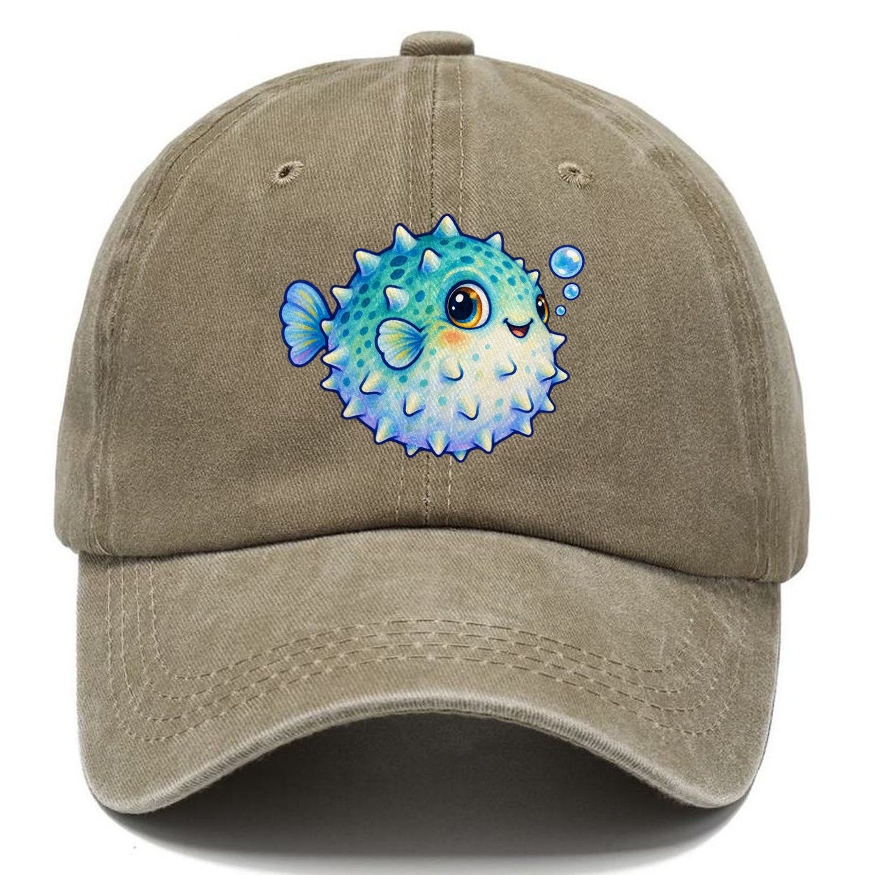 Pufferfish Side Puff Sea Sprite Classic Cap – Warm Sand