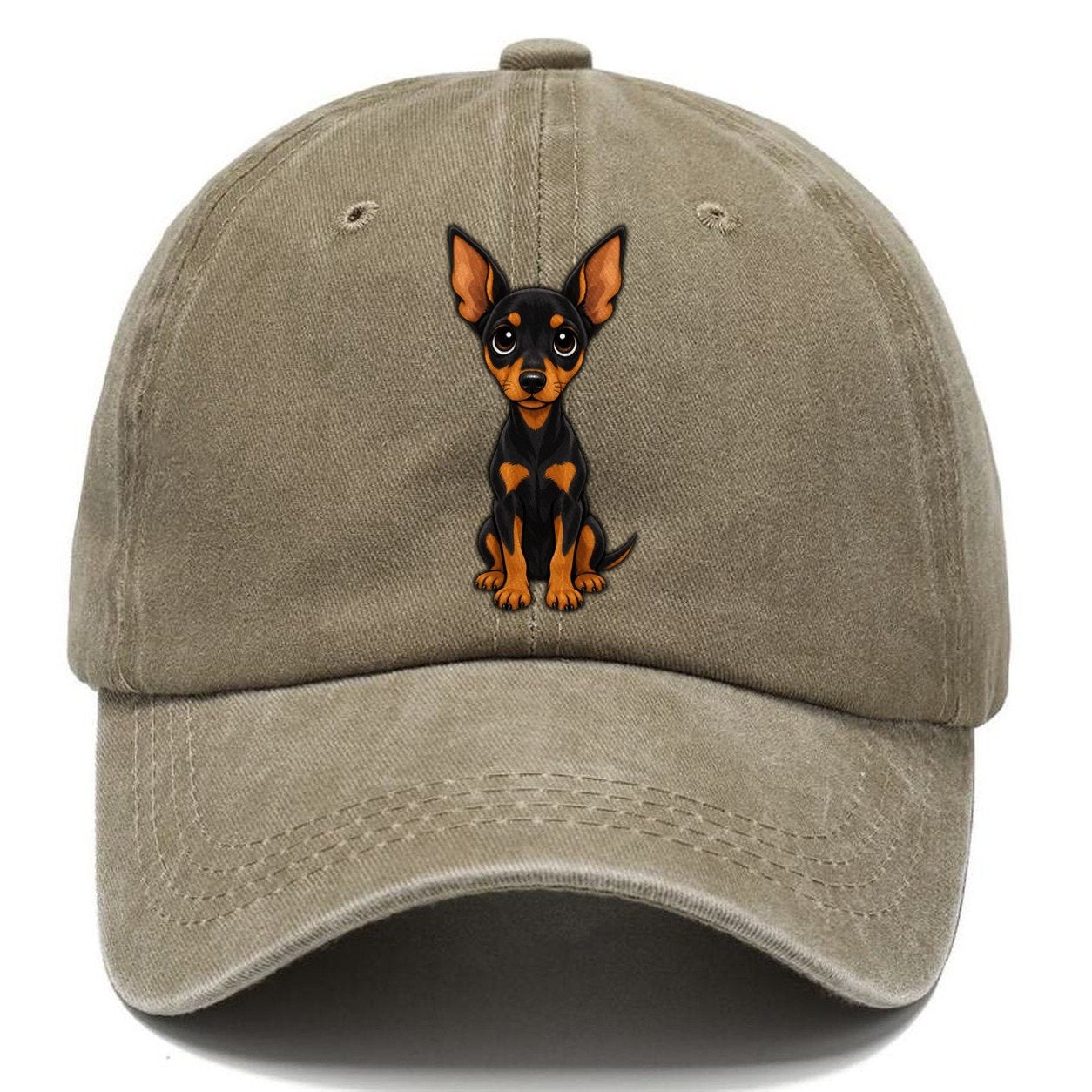 Miniature Pinscher Sitting Sweetheart Classic Cap – Warm Sand