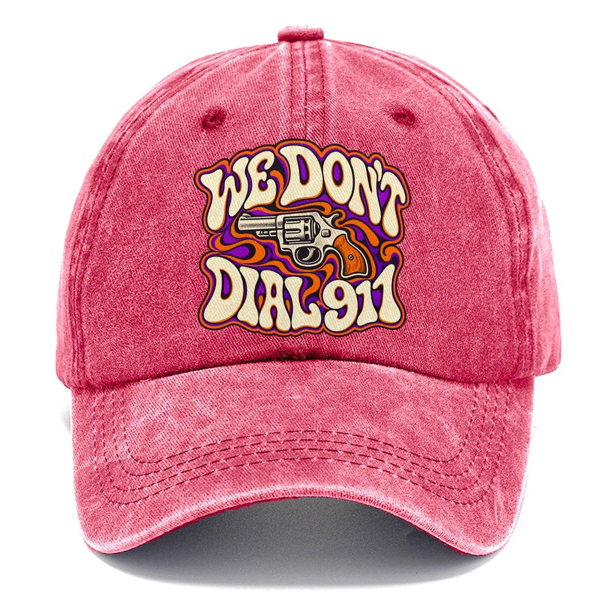 Psychedelic Frontier We Don't Dial 911 Classic Cap – Pomegranate Blush