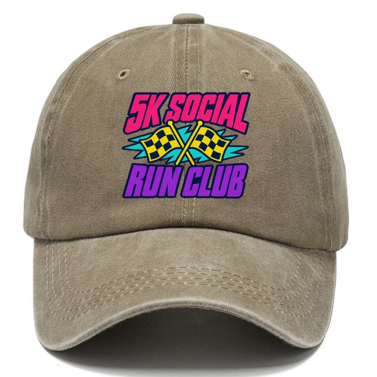 5K Social Run Club 90S Running Clubs Classic Cap – Warm Sand