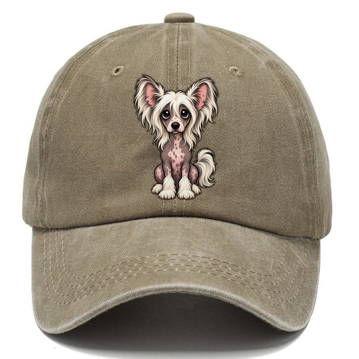 Chinese Crested Sitting Sweetheart Classic Cap – Warm Sand