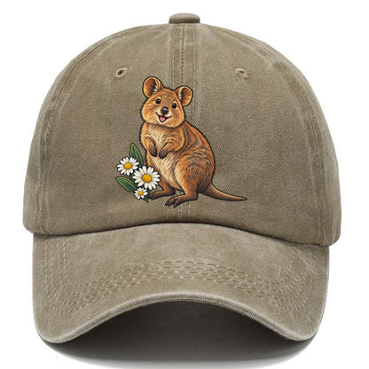 Quokka And Coastal Daisy Australia Cultural Icons Classic Cap – Warm Sand