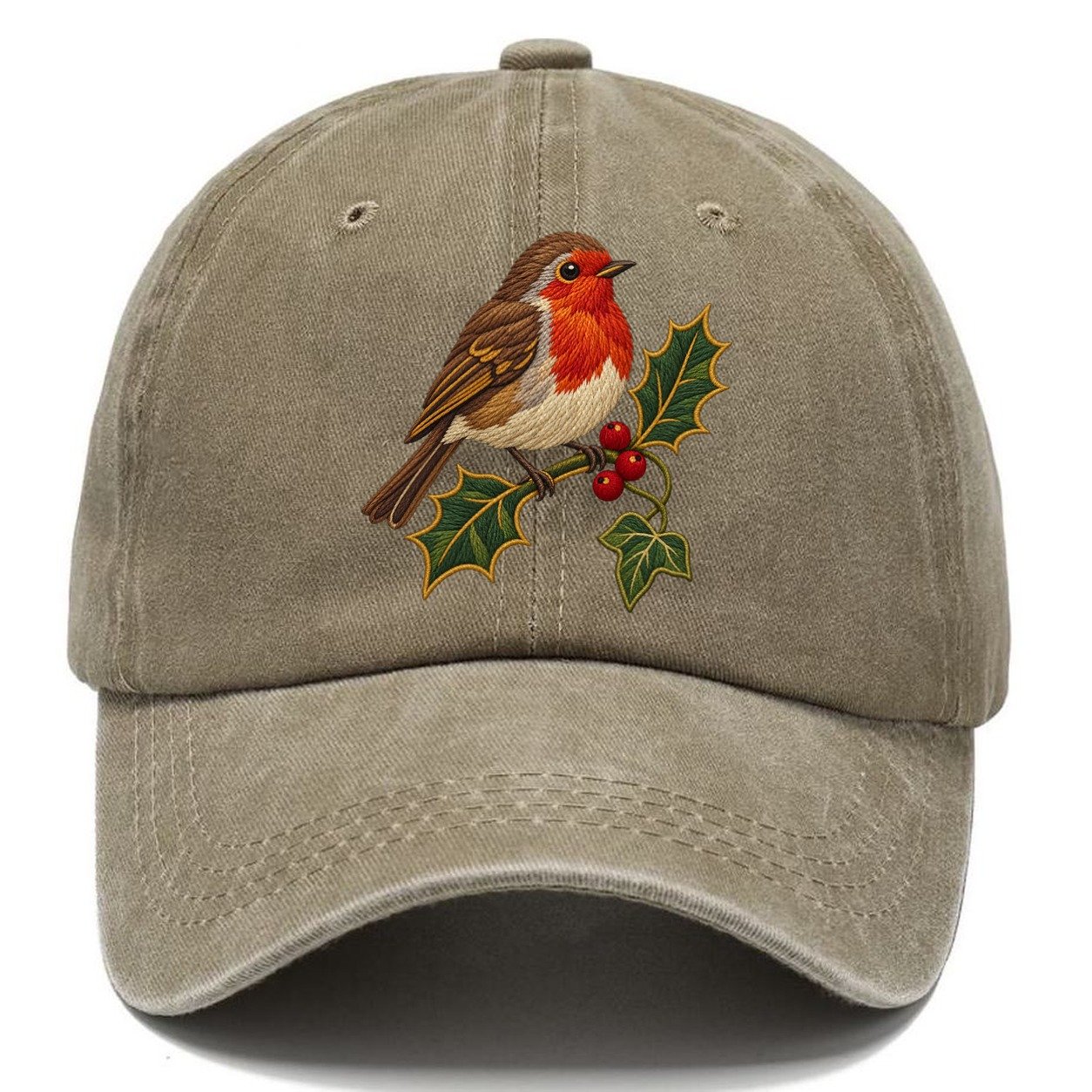 British Robin Holly And Ivy Uk Culture Heritage Classic Cap – Warm Sand