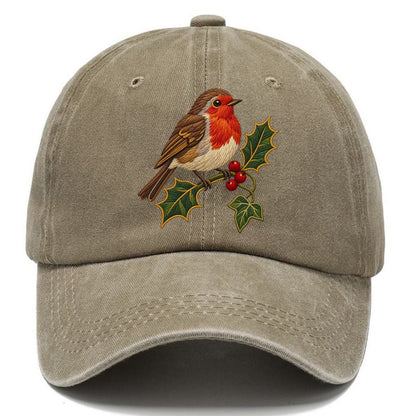 British Robin Holly And Ivy Uk Culture Heritage Classic Cap – Warm Sand