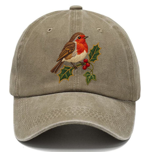 British Robin Holly And Ivy Uk Culture Heritage Classic Cap – Warm Sand