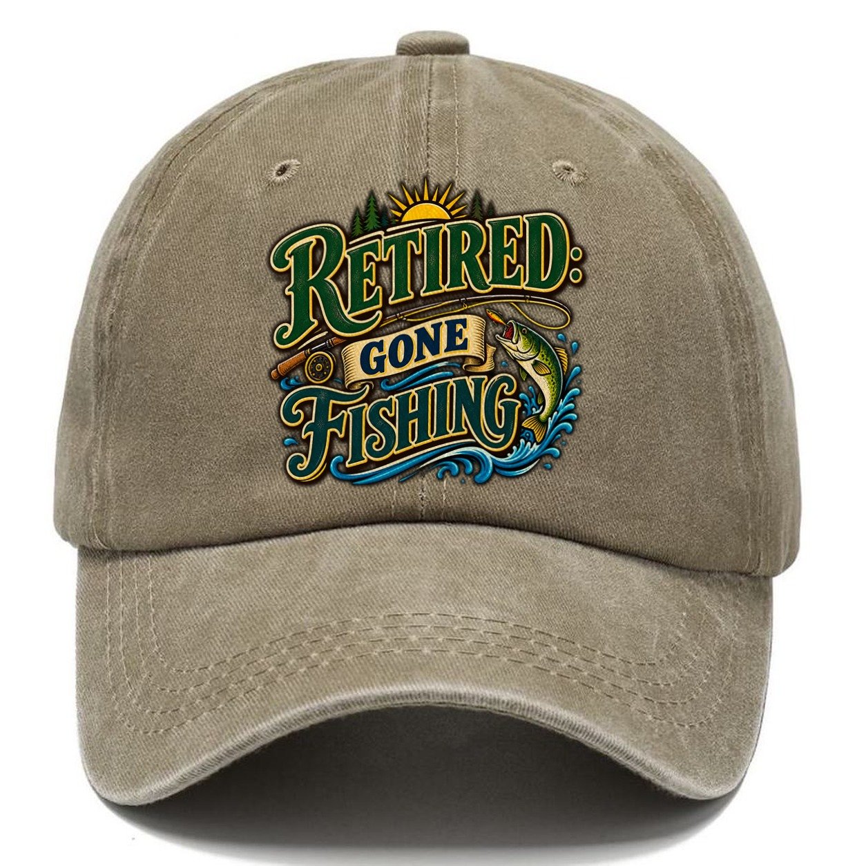 Retired Gone Fishing Retired Living Classic Cap – Warm Sand