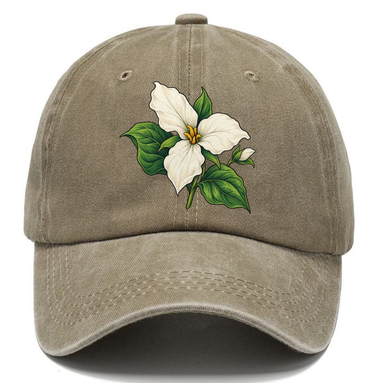 Ontario White Trillium Bloom Canada Cultural Icons Classic Cap – Warm Sand