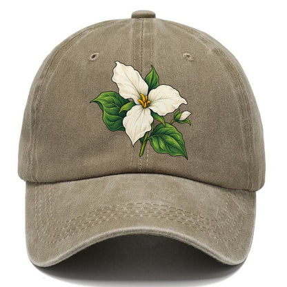 Ontario White Trillium Bloom Canada Cultural Icons Classic Cap – Warm Sand