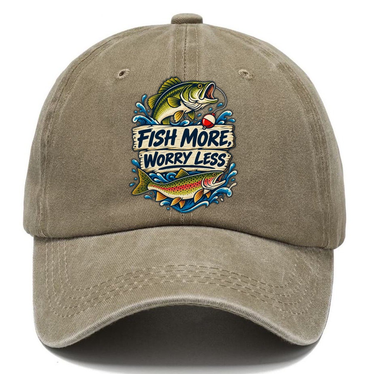 Fish More Worry Less Fishing Elegant Classic Cap – Warm Sand