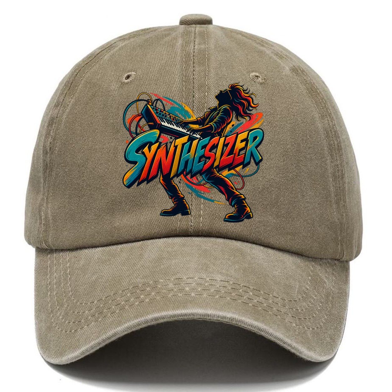 Synthesizer Wordmark Music Instruments Classic Cap – Warm Sand